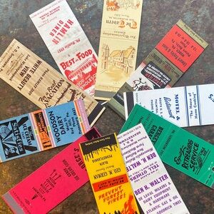 VTG Matchbook Cover Lot — 10 Advertisement Memorabilia. Four with Back  Hits